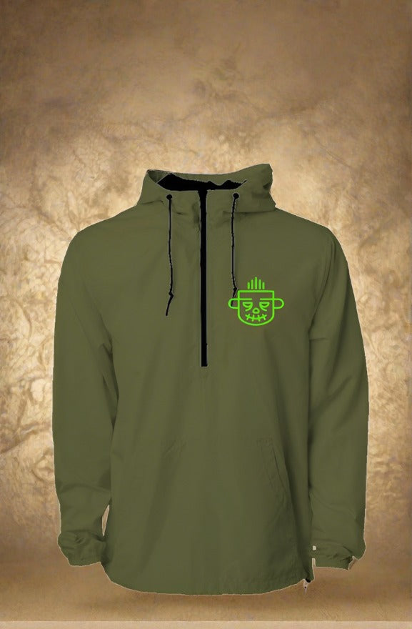 Green Water Resistant Windbreaker