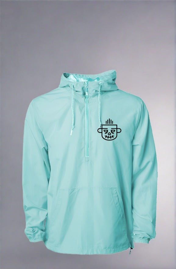 Aqua Blue with Black Water Resistant Windbreaker